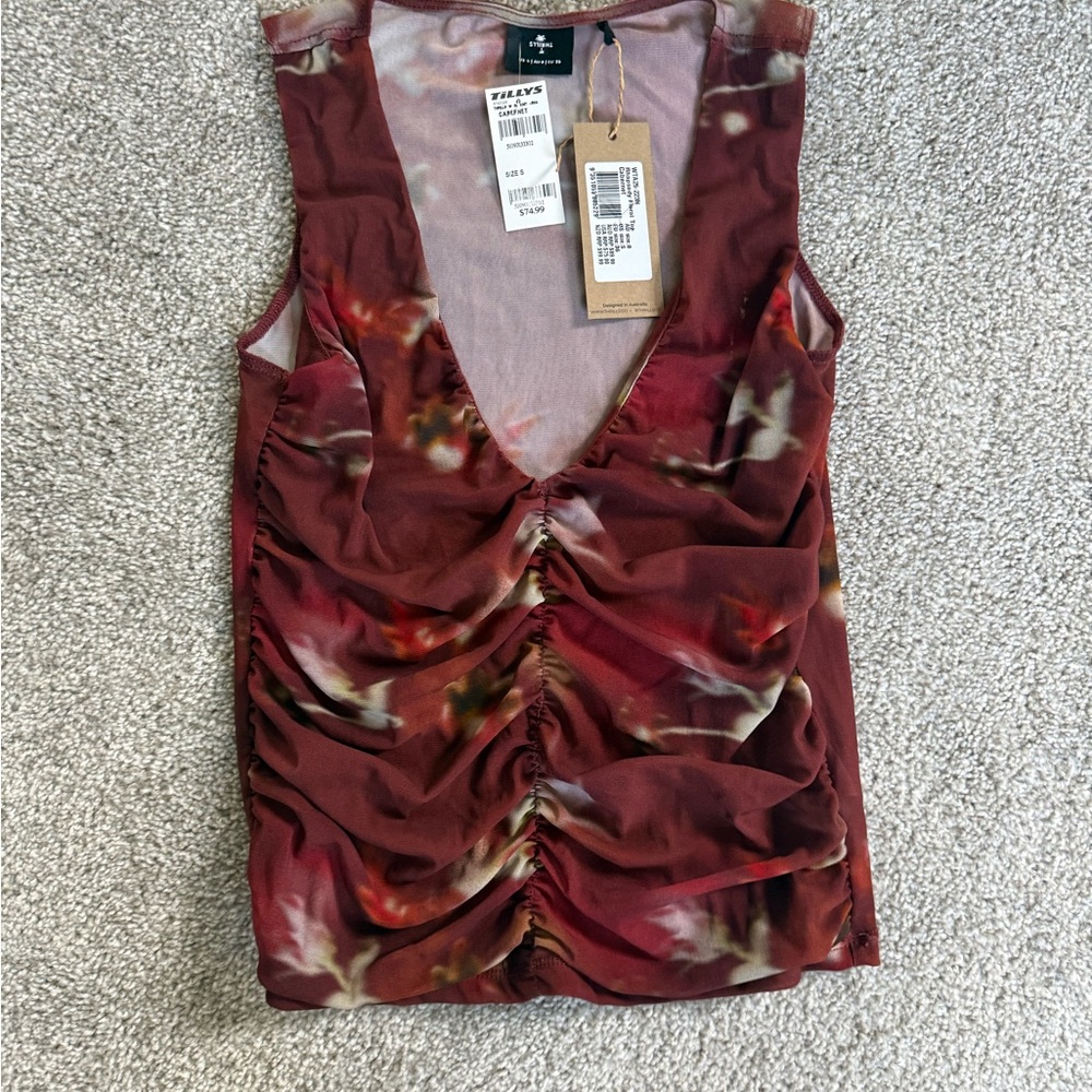 Thrills Floral ruched Sleeveless Top